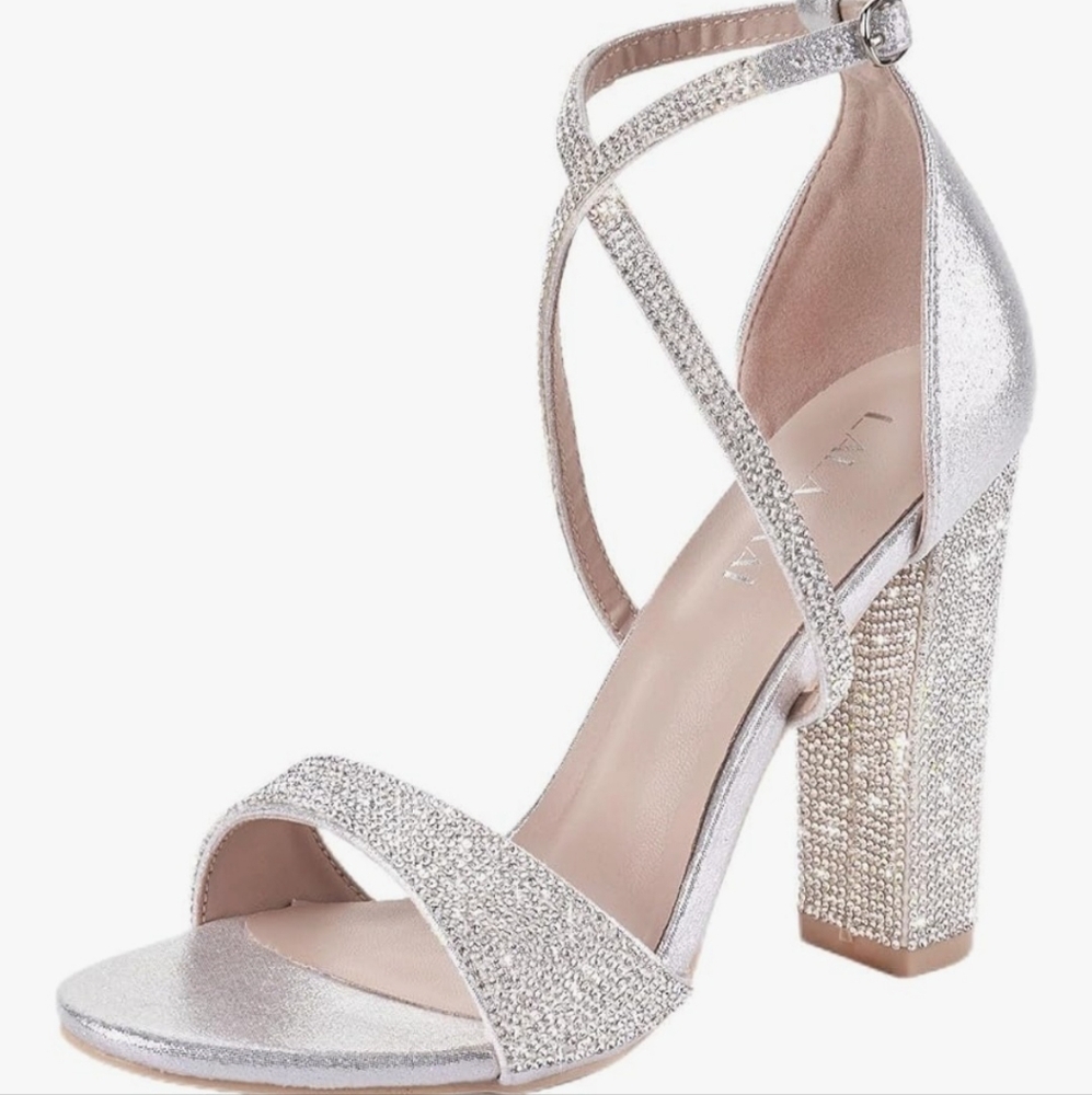 Elegant Silver Strappy Heels